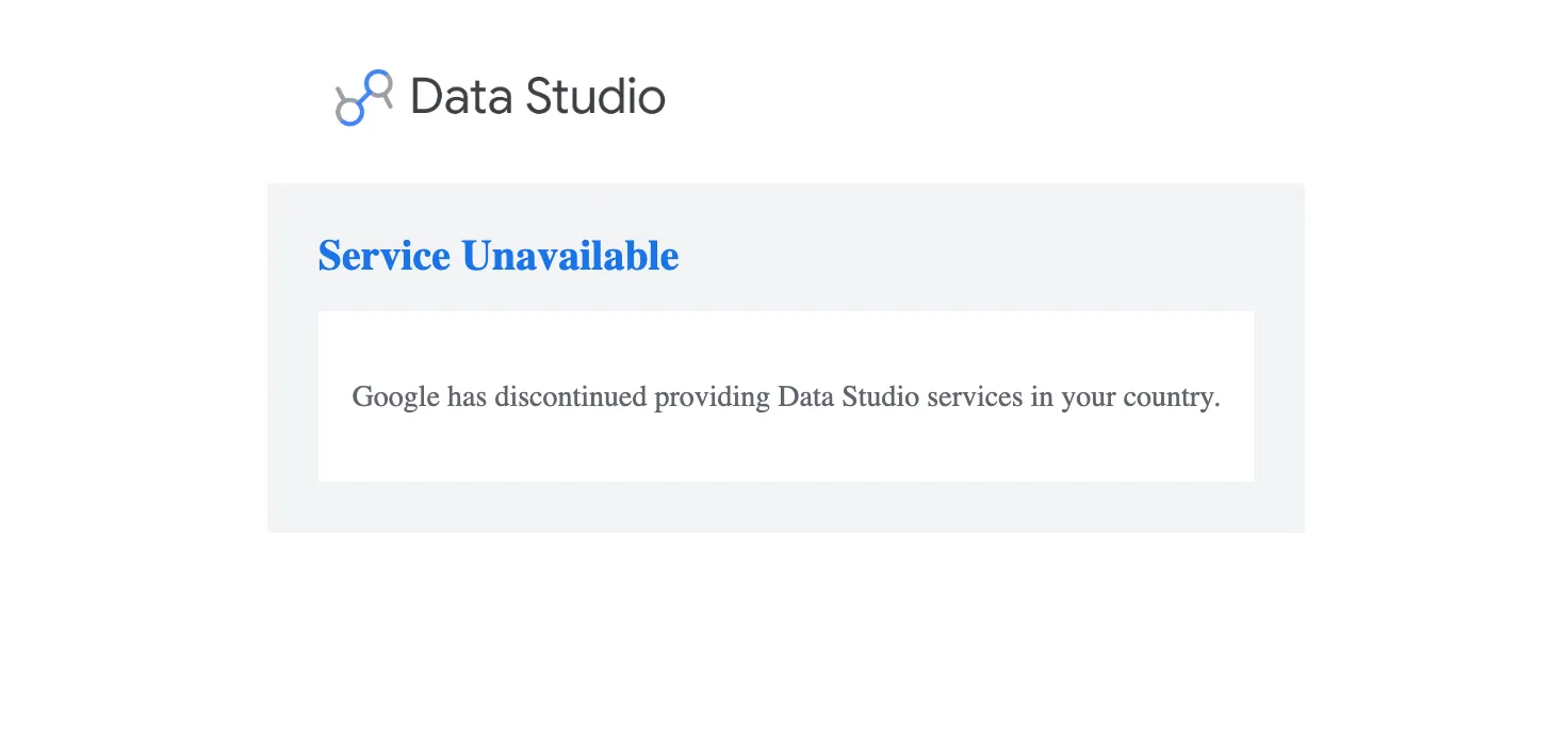 Сообщение Google Data Studio «Service Unavailable»: сервис прекратил работу в России