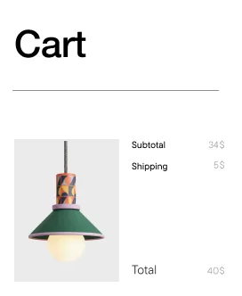 Shopping cart checkout with a pendant lamp